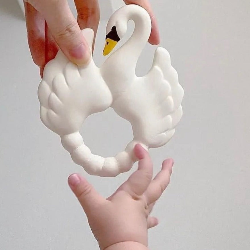 Natural Rubber Teether Swan - White