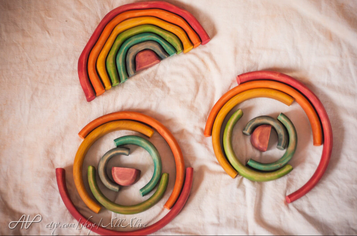 Wooden unique Wavy Rainbow stacker