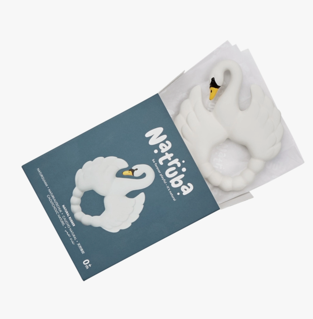 Natural Rubber Teether Swan - White