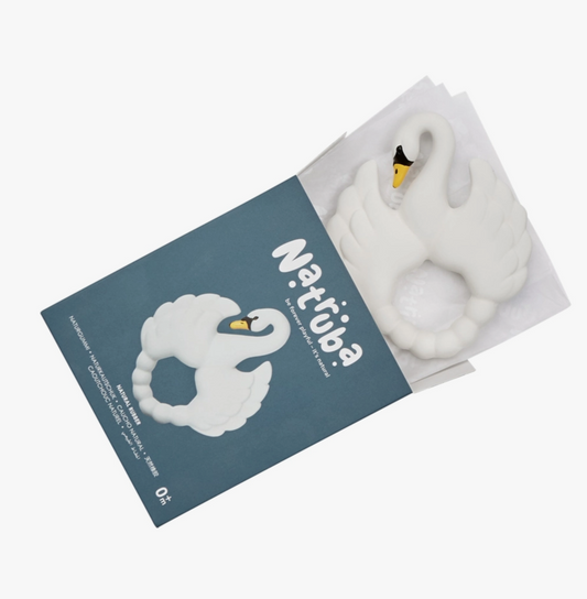 Natural Rubber Teether Swan - White