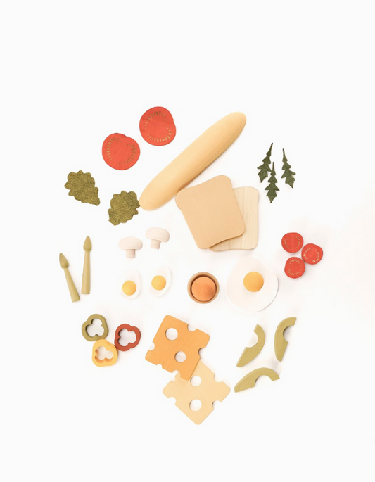 Wooden Play Food Set | Vegetarian Breakfast