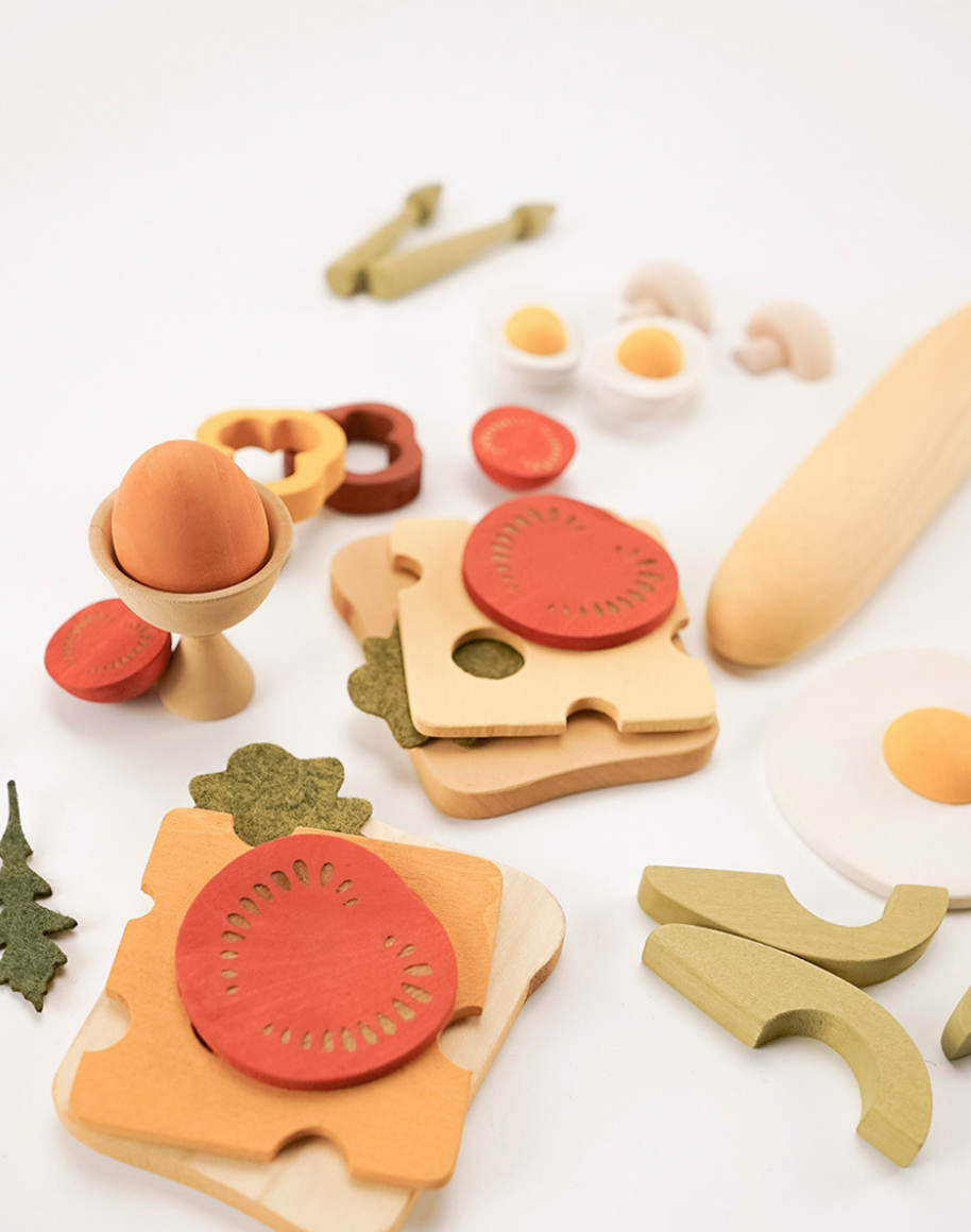 Wooden Play Food Set | Vegetarian Breakfast