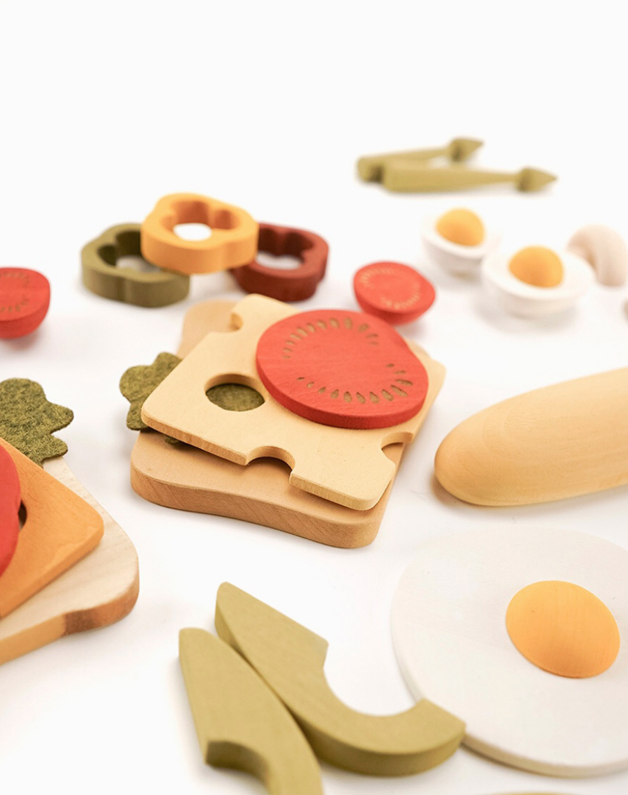 Wooden Play Food Set | Vegetarian Breakfast