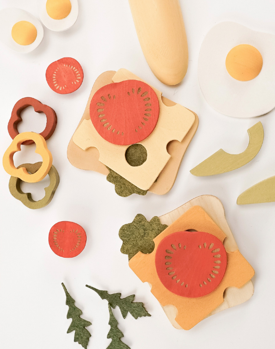 Wooden Play Food Set | Vegetarian Breakfast