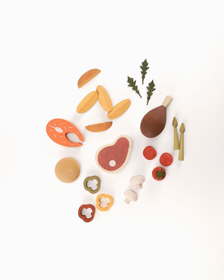 Wooden Play Food Set | Dinner