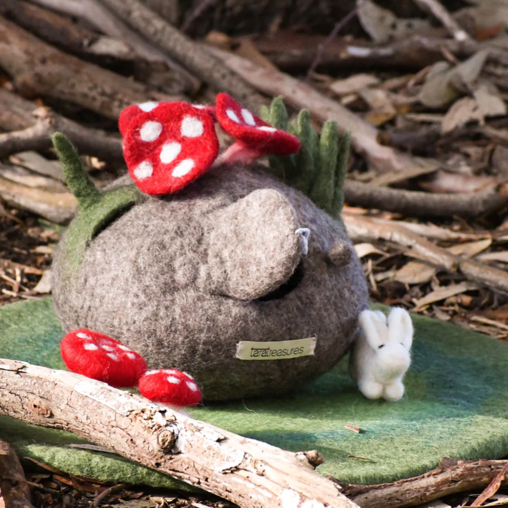 Felt Fairy Toadstool House With Rabbit Toy